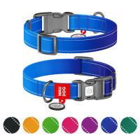 Нашийник для тварин WAUDOG Nylon Mono з QR паспортом, пластиковий фастекс XL синій (521612)