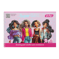 Альбом для малювання ZiBi А4 SUPER GIRL, 20 аркушів на пружині (ZB.1443-10)