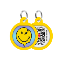 Адресник для тварин WAUDOG Smart ID з QR паспортом "Смайли на блакитному", коло 25 мм (225-0182)