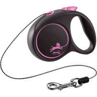 Повідець для собак Flexi Black Design XS трос 3 м (рожевий) (4000498033210)