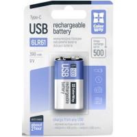 Акумулятор Крона USB-С 390 mAh 9V (Li-Polymer) ColorWay (CW-UB9V-06)