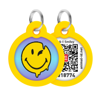 Адресник для тварин WAUDOG Smart ID з QR паспортом "Смайли на блакитному", коло 30 мм (230-0182)