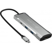 Порт-реплікатор J5create Dock-Station USB-C 10Gbps, 7-in-1 (хаб/HDMI/PD/картридер) (JCD393-N)