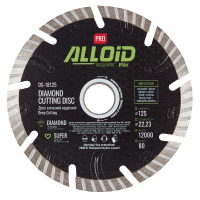 Круг відрізний Alloid Pro, алмазний, Deep Cutting, 125мм (DS-18125)