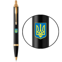 Ручка кулькова Parker IM 17 UKRAINE Black GT BP Герб України син-жовтий (22032_T0076u)