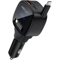 Зарядний пристрій Acefast 1xUSB-C PD95W + telescopic cable USB-C black (6974316285946)