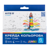 Крейда Kite кольорова Jumbo Classic, 6 кольорів (K-073)