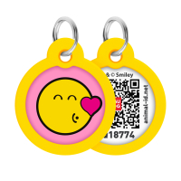 Адресник для тварин WAUDOG Smart ID з QR паспортом "Смайли на рожевому", коло 30 мм (230-0187)