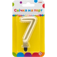Свічка Maxi золотиста двостороння "7" у вигляді надувної кульки висотою 7,62 см (MX622095G-7)