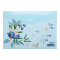 Папка - конверт Buromax А4 на кнопці, BLUEBERRY ARABESKI, напівпрозора,аквамарин (BM.3943-52)