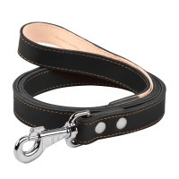 Повідець для собак Collar подвійний з прошивкою Ш 25 мм Д 122 см чорний (04821)