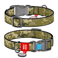 Нашийник для тварин WAUDOG Nylon з QR-паспортом "Мілітарі" пластиковий фастекс L (282-4026)