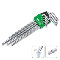 Ключ Toptul TORX Г-подібний T10-T50 9шт. супердовгий з отвором (GAAL0928)