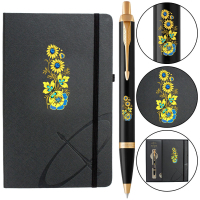 Ручка кулькова Parker IM 17 UKRAINE Black GT BP Квіти + блокнот Parker + подар.упак. GIFT24 (22032b24_T1050u)