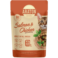 Вологий корм для кішок ARATON Adult with Salmon and Chicken 85 г (ART47926)