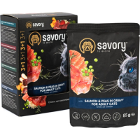 Вологий корм для кішок Savory Salmon and Peas in Gravy 3+1х85 г (2700000032817)