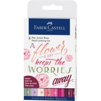 Лайнер Faber-Castell набір капілярних ручок PITT ARTIST PENS Hand Lettering Set 8 кол. відтінки рожевого (28984)