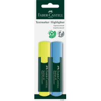 Набір маркерів Faber-Castell текстовий Textliner 48 Superfluorescent, колір жовтий і блакитний 2 шт в блістері (33022)