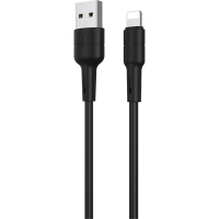 Дата кабель USB 2.0 AM to Lightning 1.0m 2.4A silicone BX30 black BOROFONE (6931474706867)
