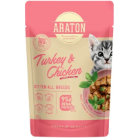 Вологий корм для кішок ARATON Kitten with Turkey and Chicken 85 г (ART70472)