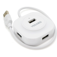 Концентратор VEGGIEG USB 2.0 to 4xUSB 0.3m white (V-U2407)
