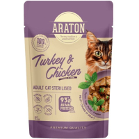Вологий корм для кішок ARATON Sterilised Adult with Turkey and Chicken 85 г (ART47928)