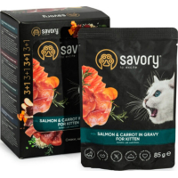 Вологий корм для кішок Savory for Kitten Salmon and Carrot in Gravy 3+1х85 г (2700000032831)