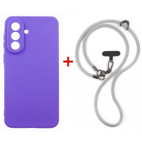 Чохол до мобільного телефона Dengos Case + Cross-body Strap Samsung Galaxy A37 Purple+Grey (DG-KM-CCRB-03)