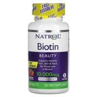 Вітамін Natrol Біотин швидкорозчинний, 10000 мкг, смак полуниці, Biotin, Fa (NTL-06885)