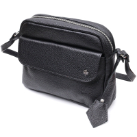 Сумка Grande Pelle Крос-боді з натуральної шкіри Чорна (11651)