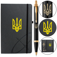 Ручка кулькова Parker IM 17 UKRAINE Black GT BP Тризуб + блокнот Parker + подар.упаковка GIFT24 (22032b24_T001y)