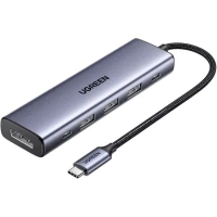 Концентратор Ugreen USB-C 5-in-1 3xUSB-A + 1xUSB-C PD100W + DisplayPort 4K60Hz black (75642)