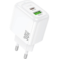 Зарядний пристрій HOCO CS55A 1xUSB-C PD30W + 1xUSB QC3.0 white (6942007631549)