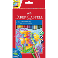 Олівці кольорові Faber-Castell акварельні, 36 кольорів зі стругачкою та пензликом 114437 (25451)