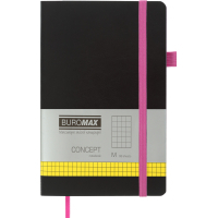 Книга записна Buromax Concept 125x195 мм 96 аркушів в клітинку обкладинка зі штучної шкіри Рожева (BM.291162-10)