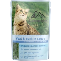 Вологий корм для кішок Carpathian Pet Food з телятиною і качкою в соусі 100 г (4820111141364)