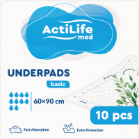 Пелюшки для малюків ActiLife Med Basic 60 х 90, 10 шт (4820174981426)