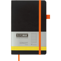 Книга записна Buromax Concept 125x195 мм 96 аркушів в клітинку обкладинка зі штучної шкіри Помаранчева (BM.291162-11)