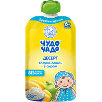 Дитяче пюре Чудо-Чадо яблуко-банановий з сиром 6 м +, 90 г (4820016254169)