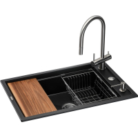 Мийка кухонна GRANADO Royal Artes black shine (+ подрібнювач Algar 1000 + змішувач Ferrol inox + дозатор Redondo inox (ksg1301)