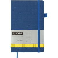 Книга записна Buromax Tweed 125x195 мм 96 аркушів в клітинку обкладинка зі штучної шкіри Синя (BM.291163-02)
