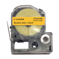 Стрічка для принтера етикеток UKRMARK E-C4KBM, 12мм х 8м, black on gold, совместима с LC4KBM (900509)