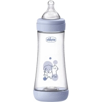 Пляшечка для годування Chicco Perfect 5 із силіконовою соскою 4+ місяців 300 мл Блакитна (20235.22.40)