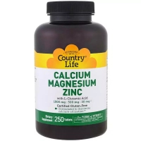 Мінерали Country Life Кальцій, Магній і Цинк з L-глютамін, Calcium Magnesium Zync, (CLF-02604)