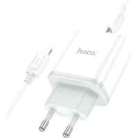Зарядний пристрій HOCO C104A USB-C PD20W + cable USB-C to Lightning white (6931474782908)