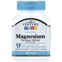 Вітамінно-мінеральний комплекс 21st Century Магній гліцинат, Chelated Magnesium Glycinate, 90 капсул (CEN28064)