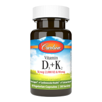 Вітамін Carlson Вітамін D3+K2, 2000 МО та 90 мкг, Vitamin D3+K2, 60 вегетарі (CL10610)