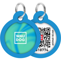 Адресник для тварин WAUDOG Smart ID з QR паспортом "Градієнт блакитний", коло 25 мм (225-4036)