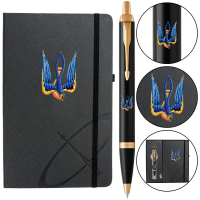 Ручка кулькова Parker IM 17 UKRAINE Black GT BP Тризуб-Ластівка + блокнот Parker + подар.упаковка GIFT24 (22032b24_T1230u)