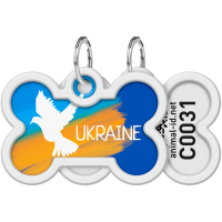 Адресник для тварин WAUDOG Smart ID з QR паспортом "Прапор", кістка 40х28 мм (0640-0229)